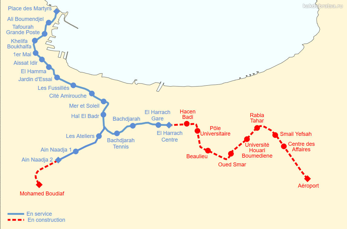 Карта схема метро Алжира
