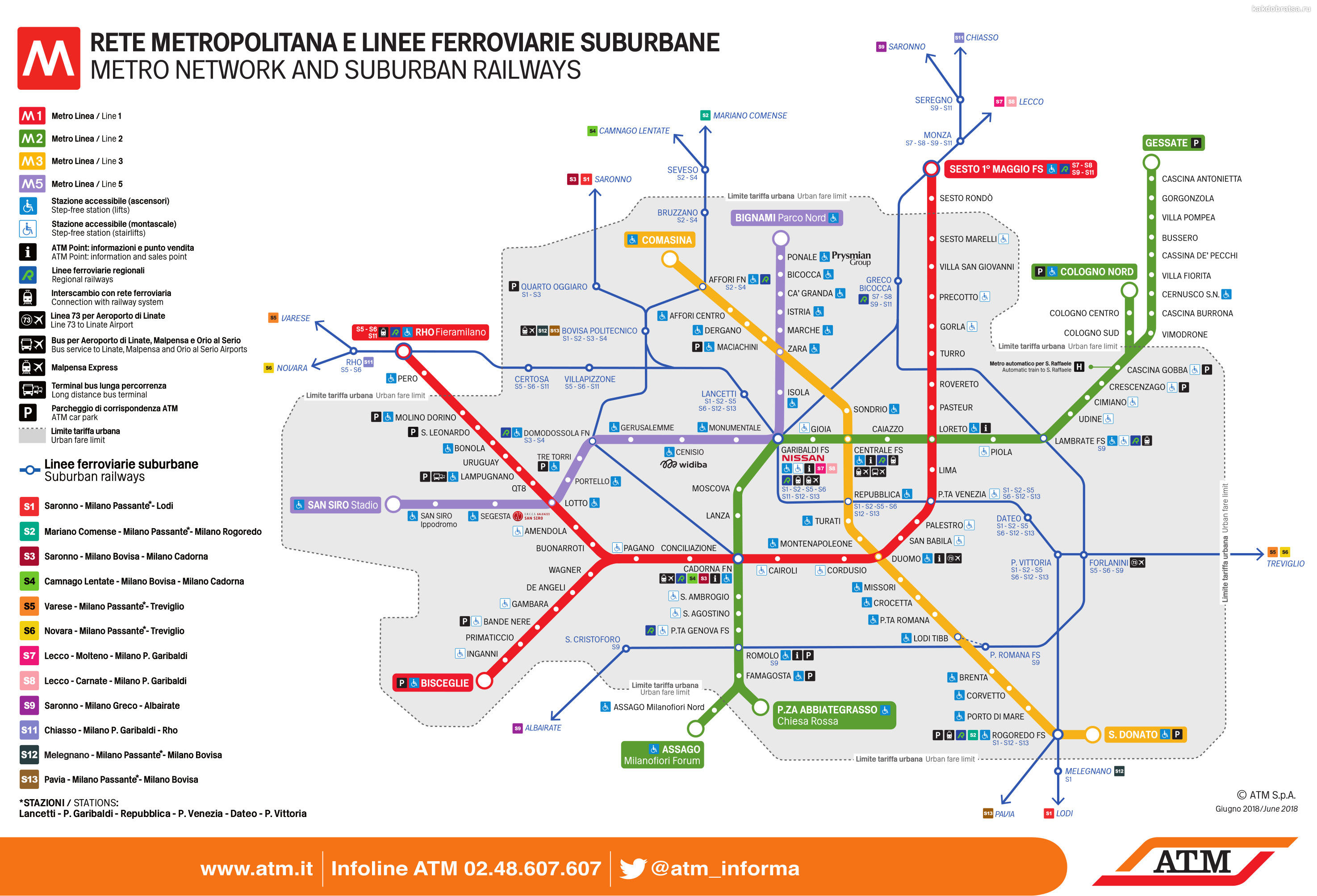 Карта метро Милана