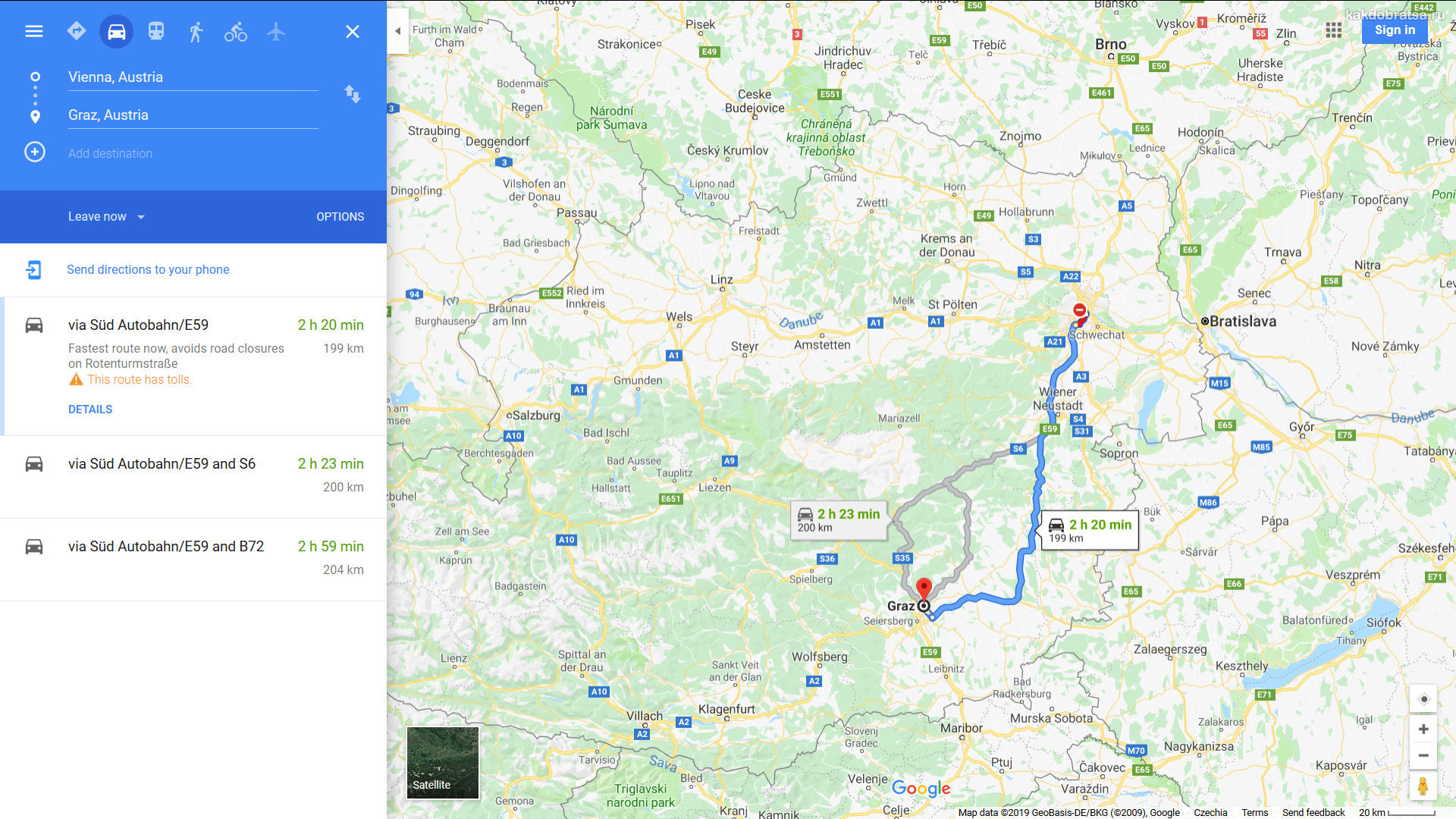 Как добраться из Вены в Грац время в пути и карта