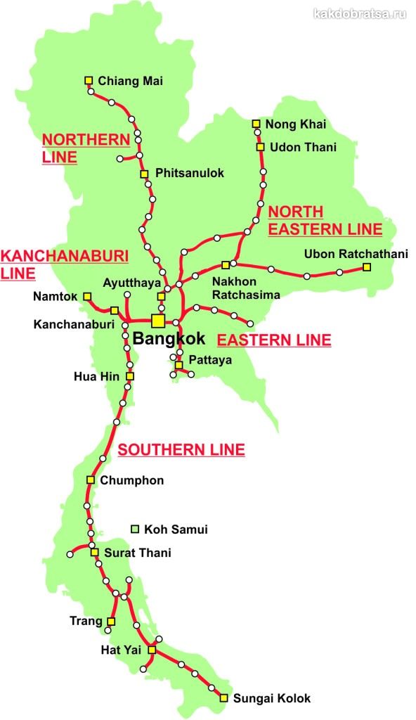 Таиланд карта железных дорог