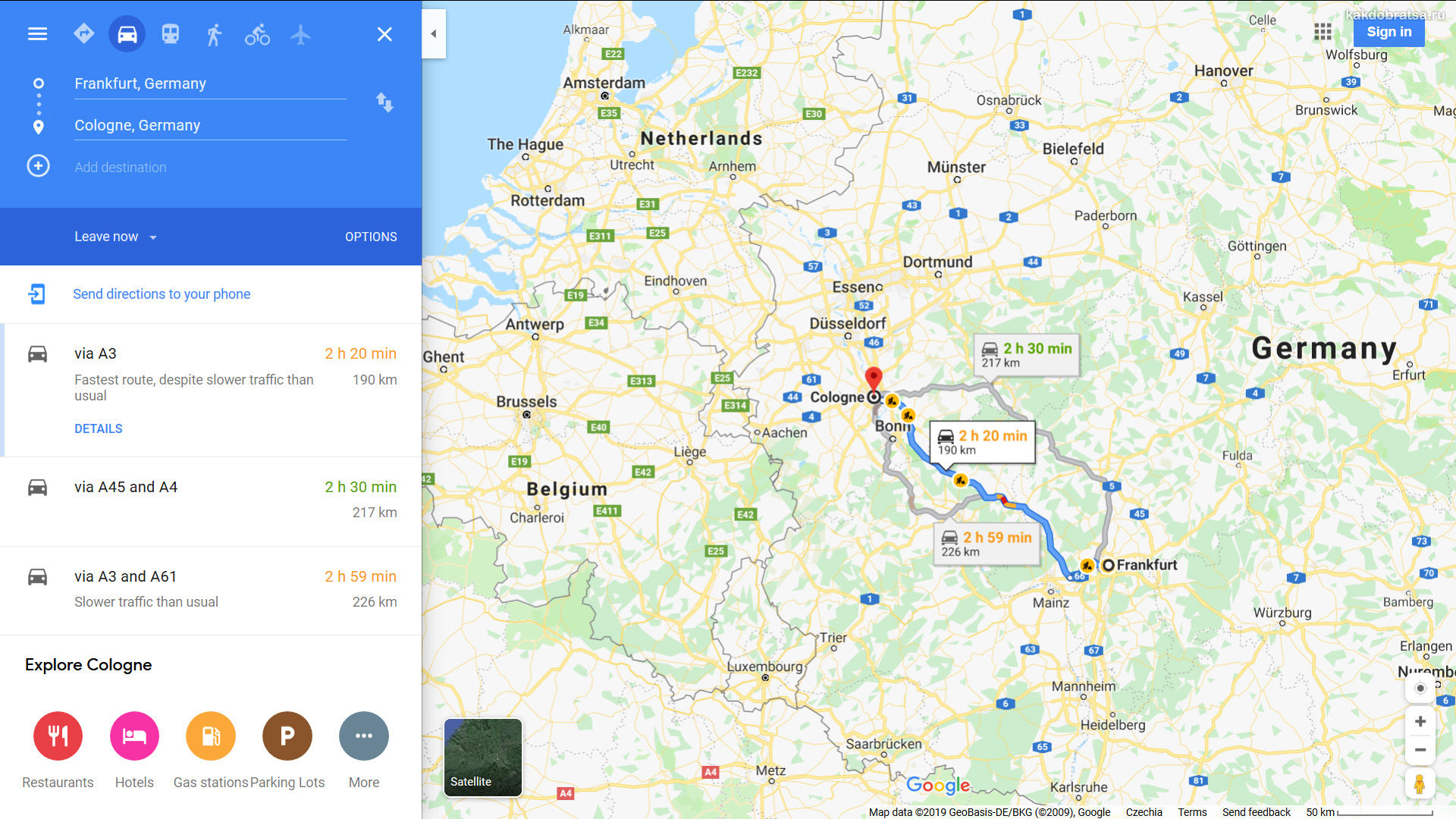 Как добраться из Франкфурта-на-Майне в Кёльн карта маршрут