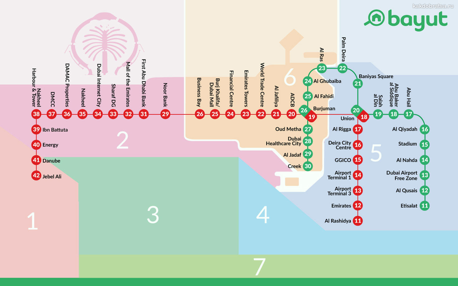 Карта схема метро Дубая