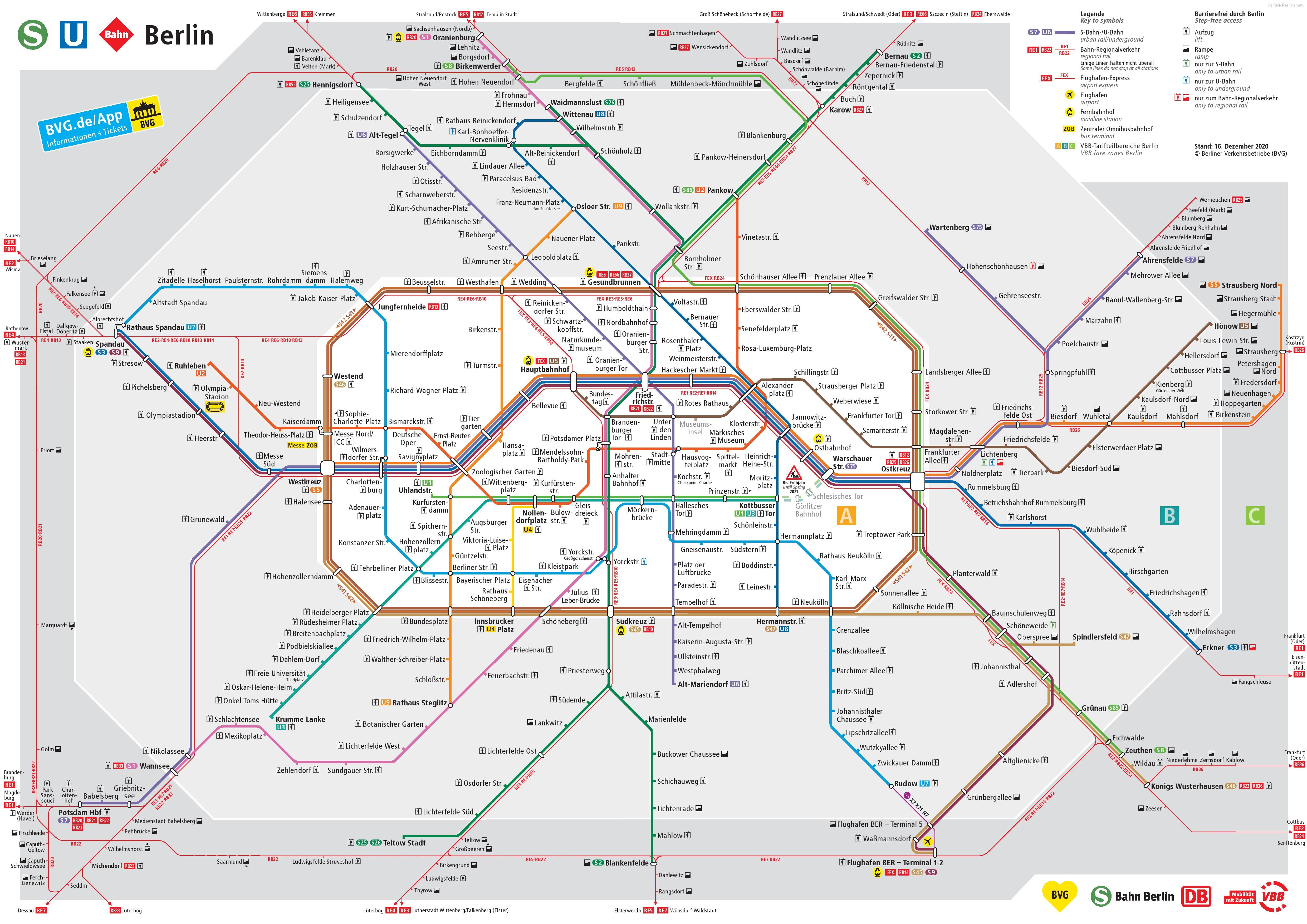 Карта схема метро и электричек Берлина
