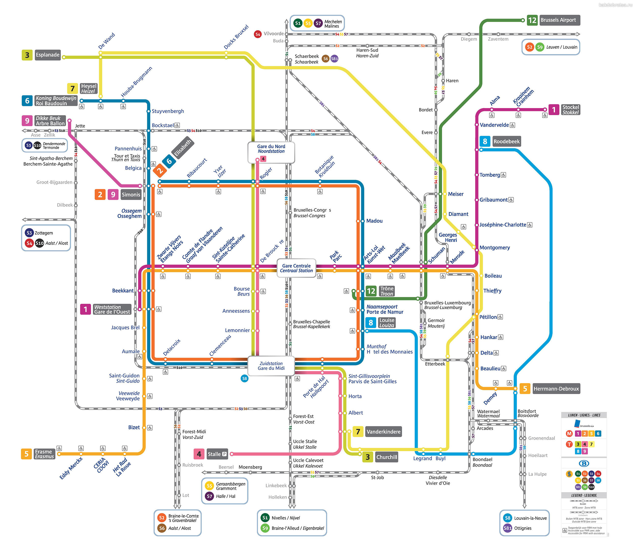 Карта-схема метро Брюсселя