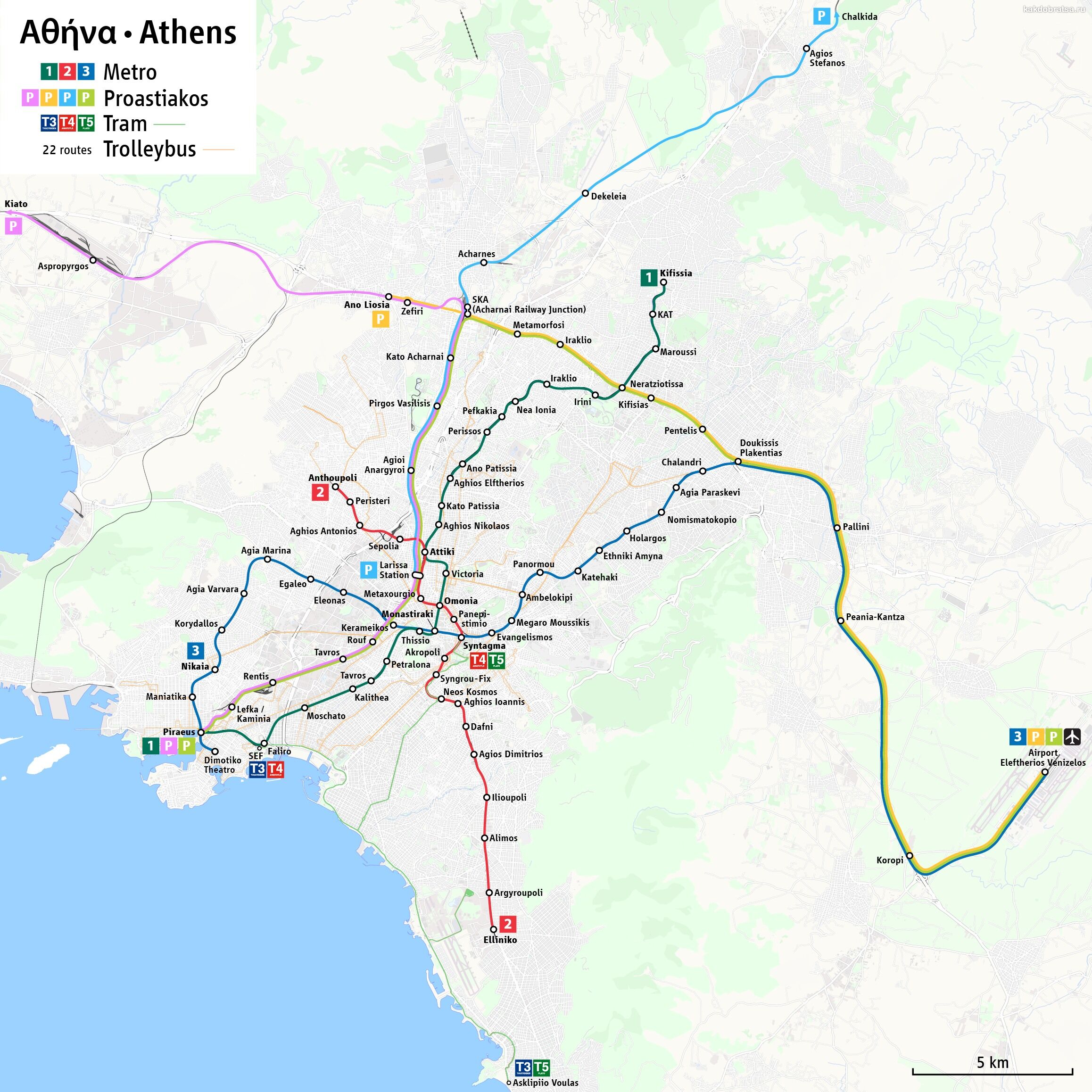 Метро Афин карта схема со всеми станциями