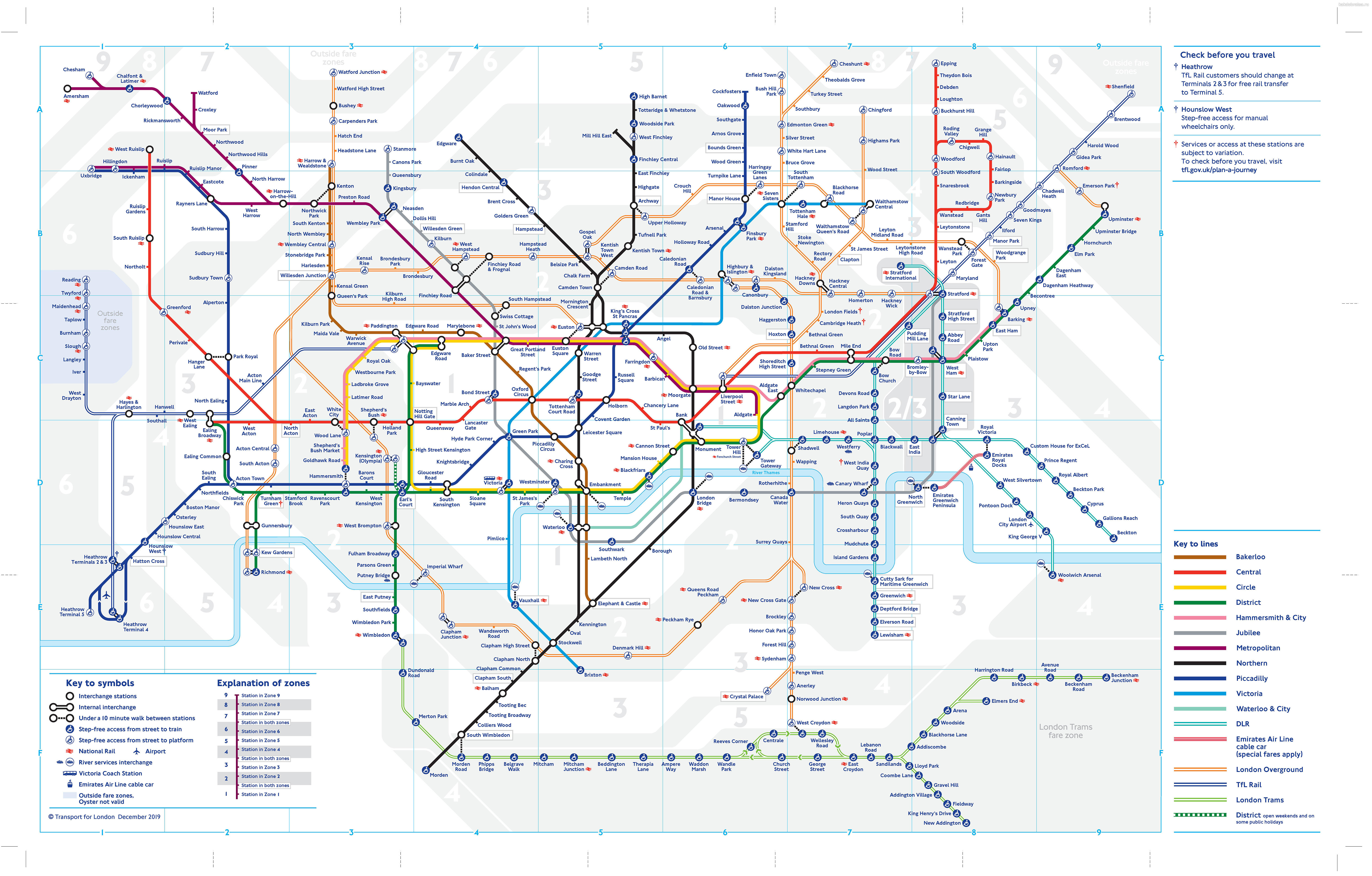 Карта схема метро Лондона