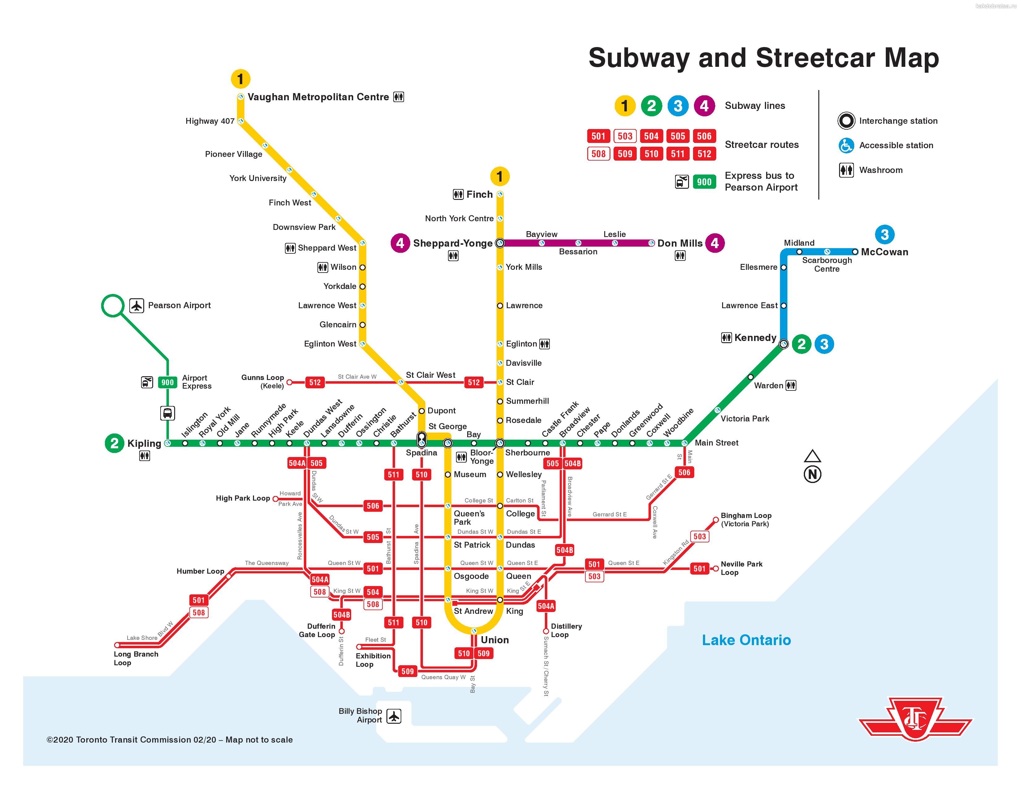 Метро Торонто карта схема
