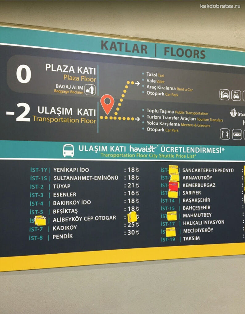 Аэропорт Стамбула место отправления автобусов