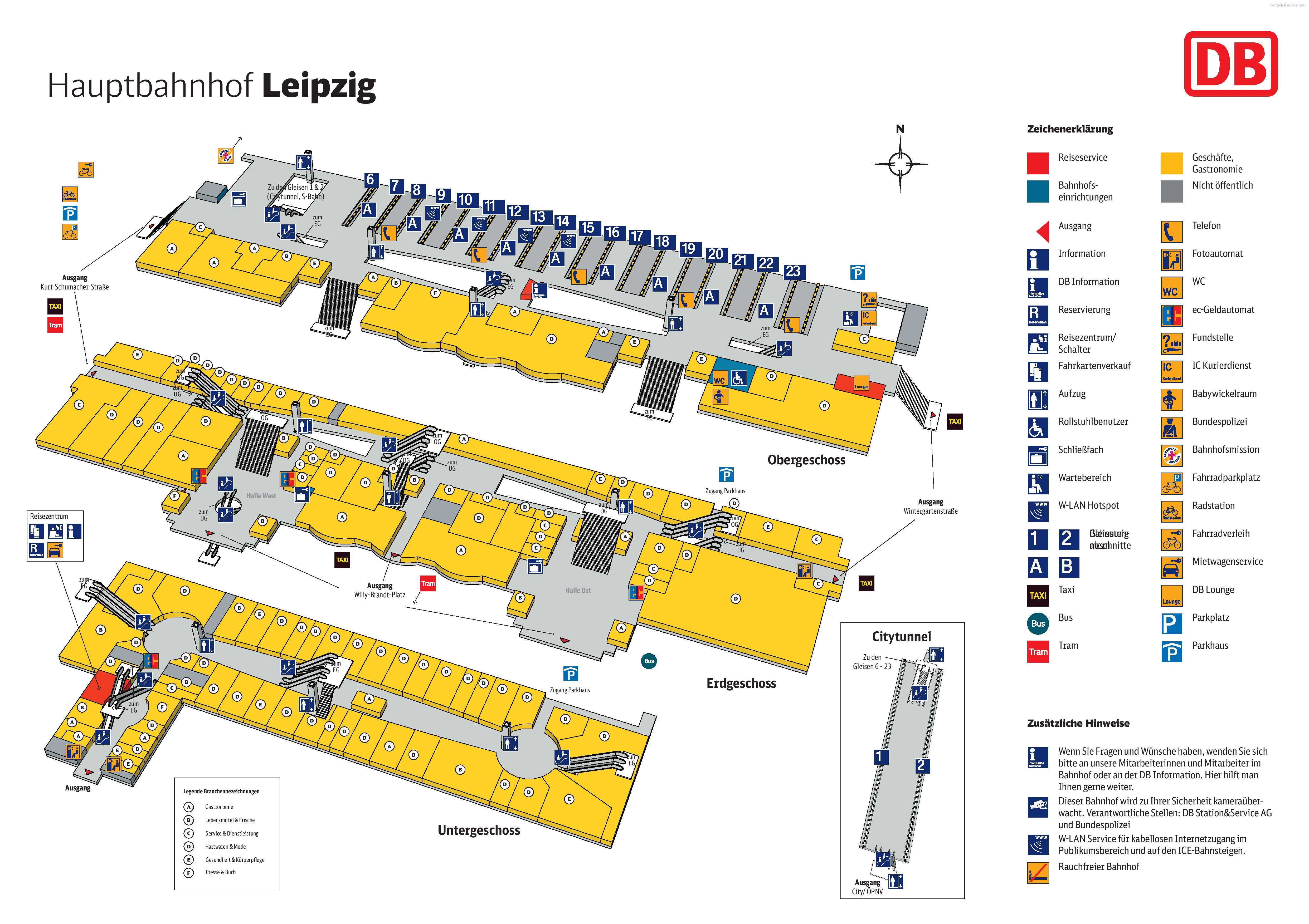 Карта схема вокзала Лейпцига