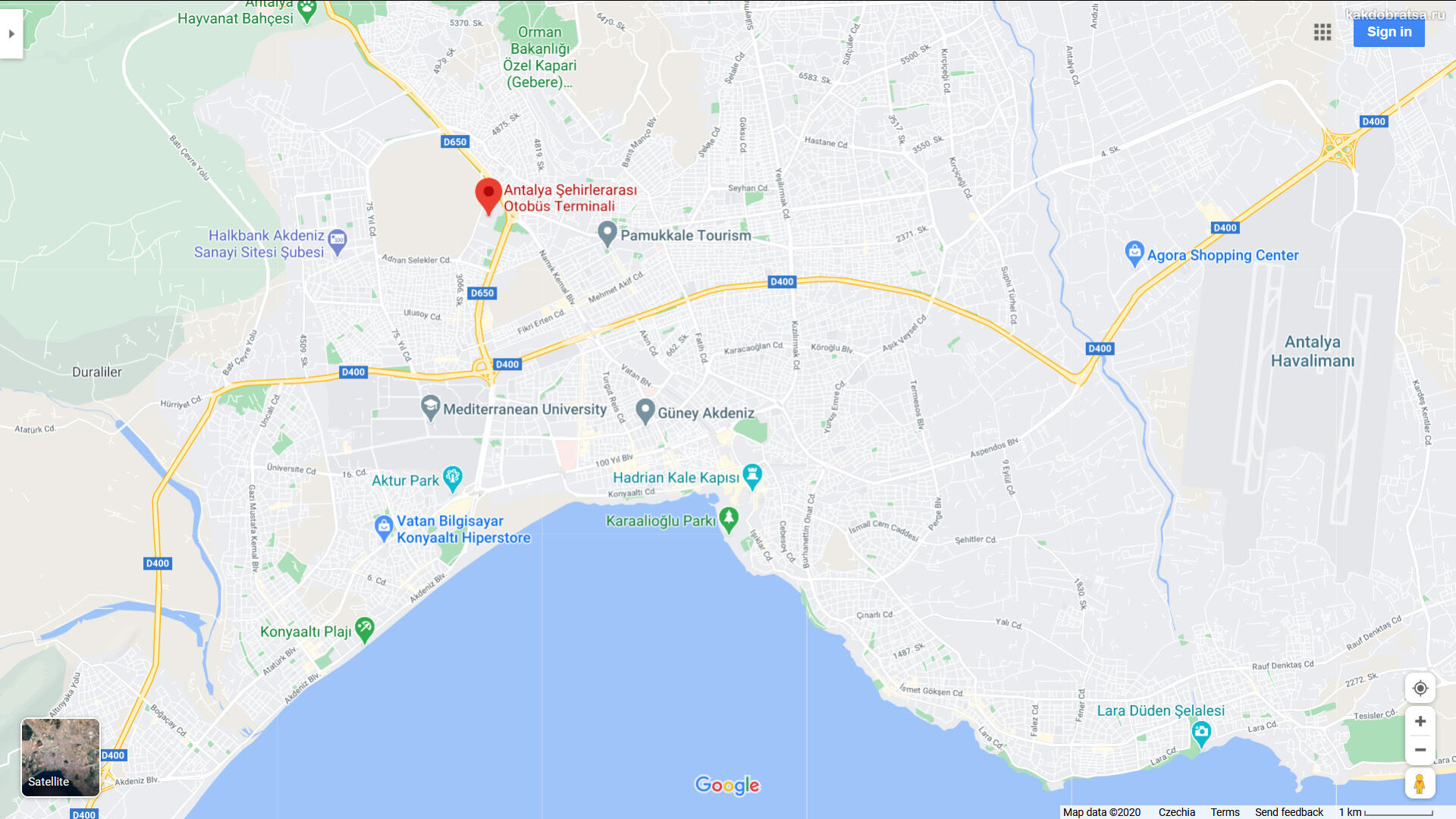 Автовокзал Анталии на карте где находится и адрес