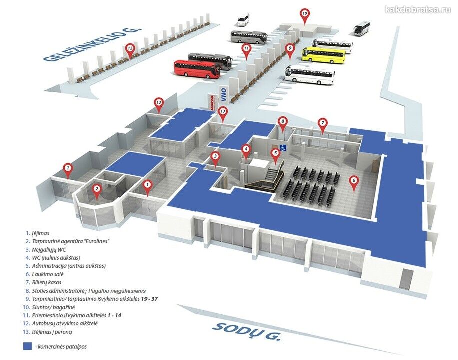 План автовокзала Вильнюса
