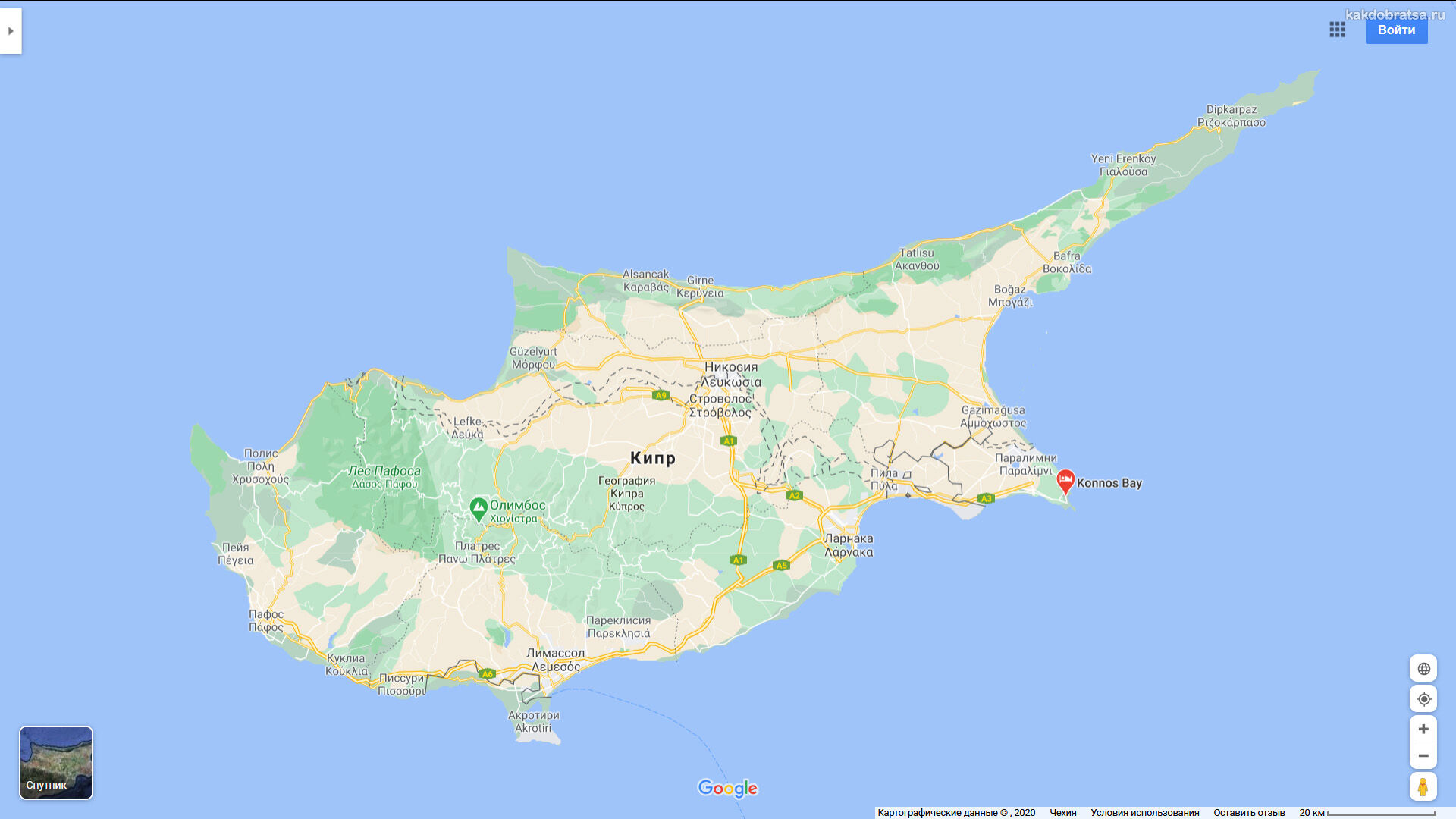 Пляж Коннос Бэй на Кипре адрес и где находится