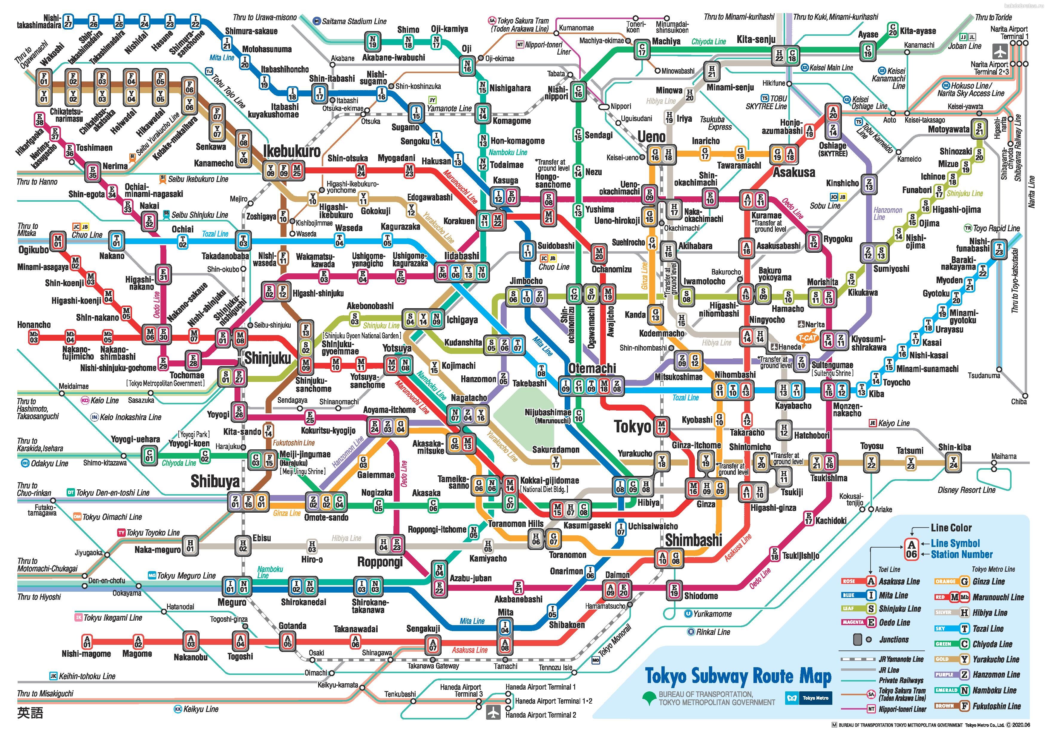 Схема метро Токио