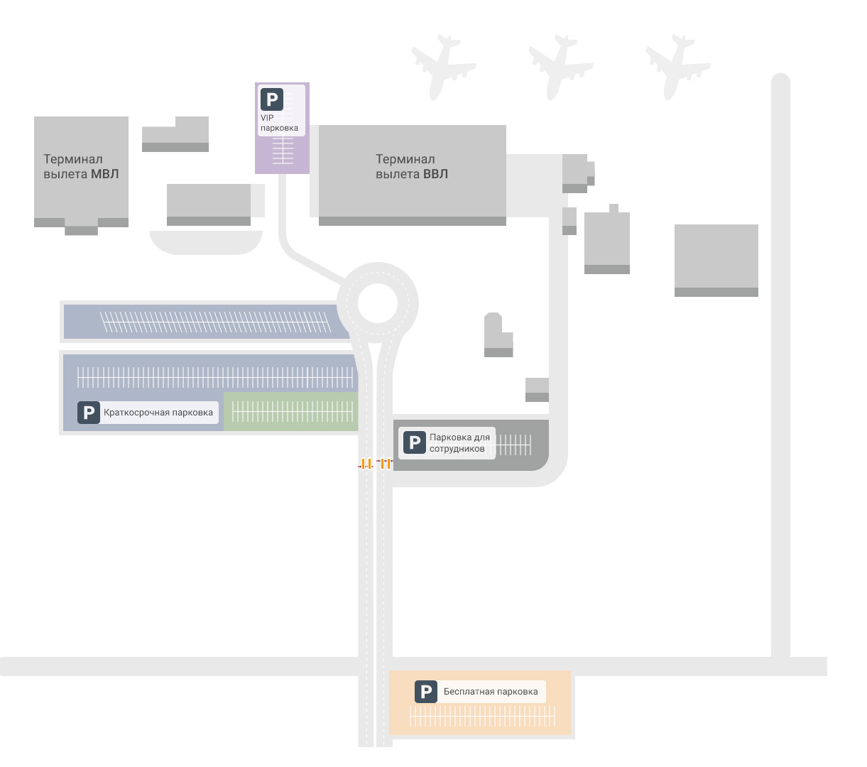 Карта-схема терминалов аэропорта Владикавказ