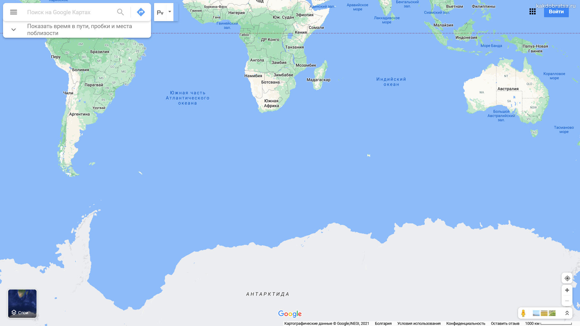 Антарктида на карте мира