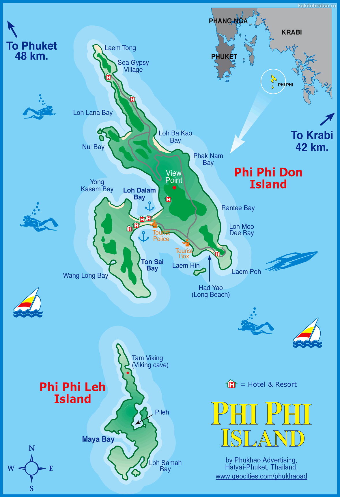 География островов Пхи-Пхи и карта