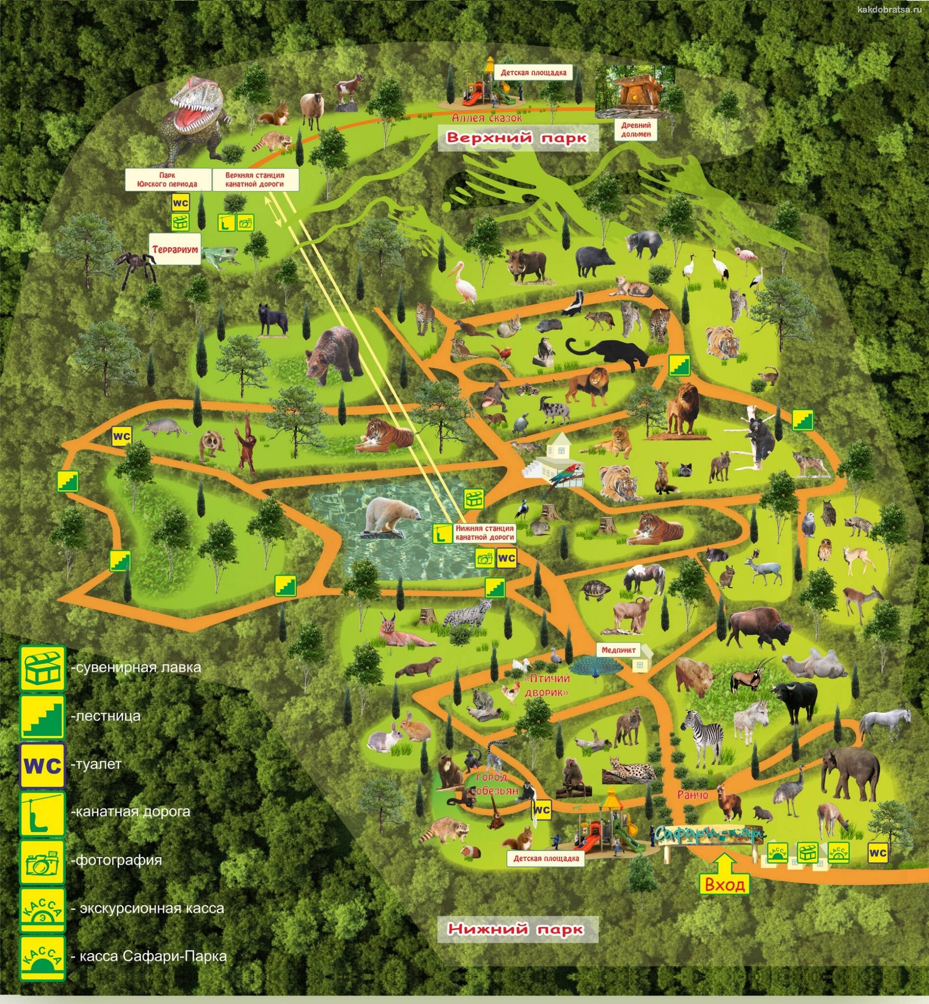  Зоопарк Сафари-Парк в Геленджике карта объектов и животных