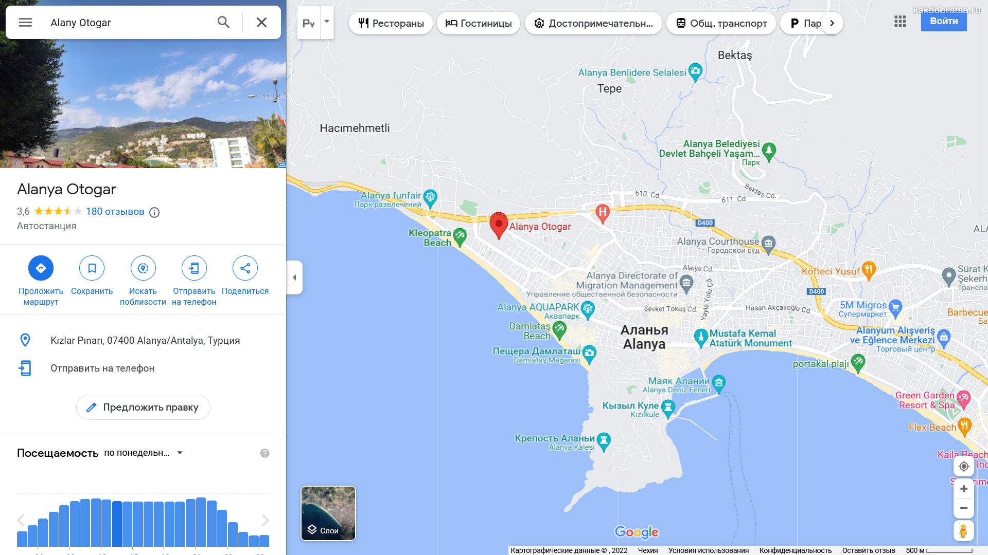 Алания автовокзал где находится на карте и адрес