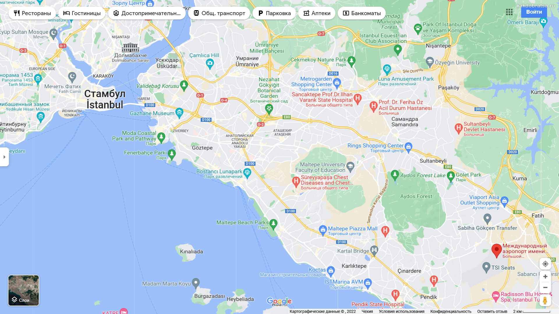 Где находится аэропорт Сабиха Гёкчен на карте Стамбула и адрес