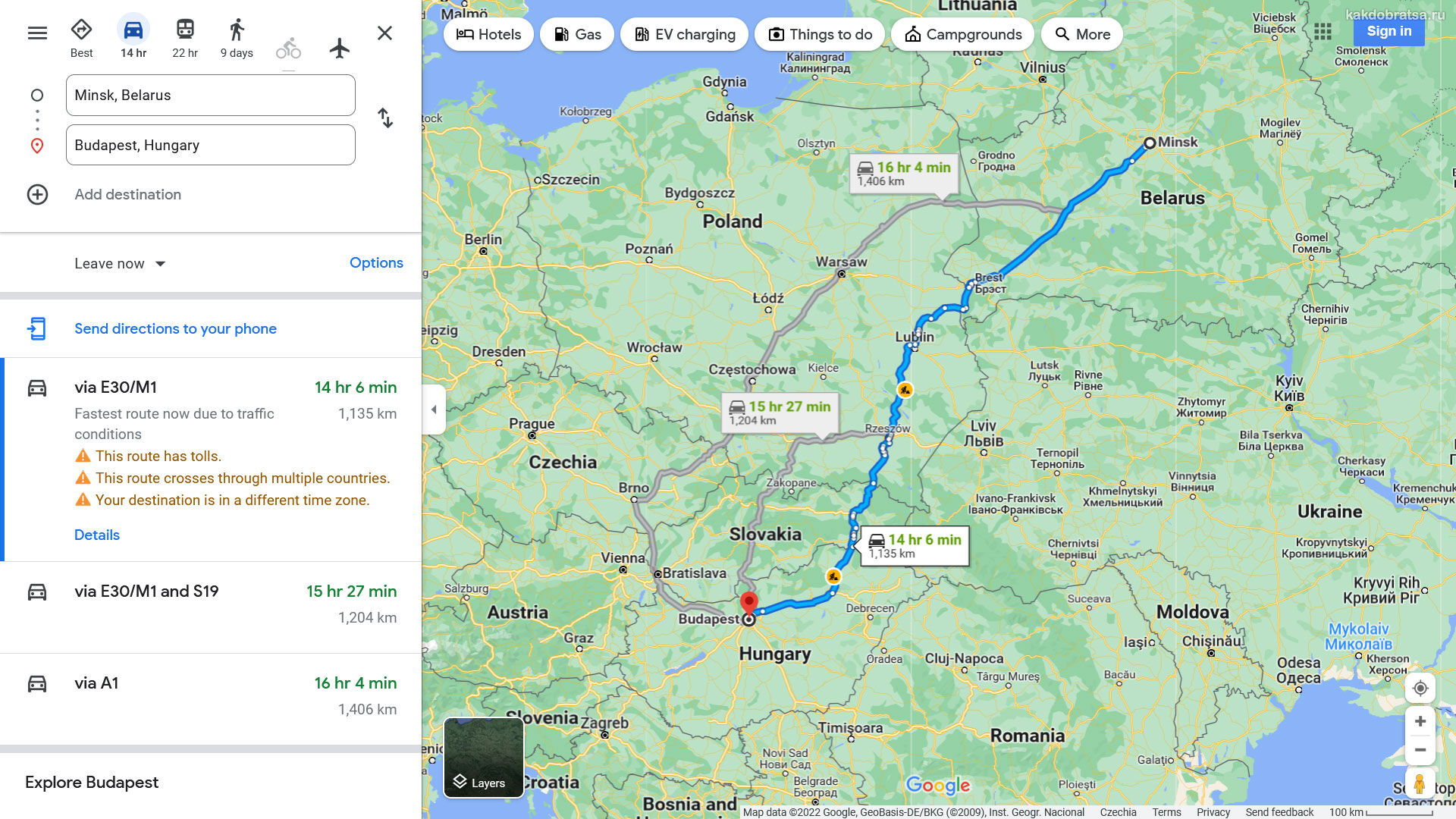 Расстояние Минск Будапешт по карте в км