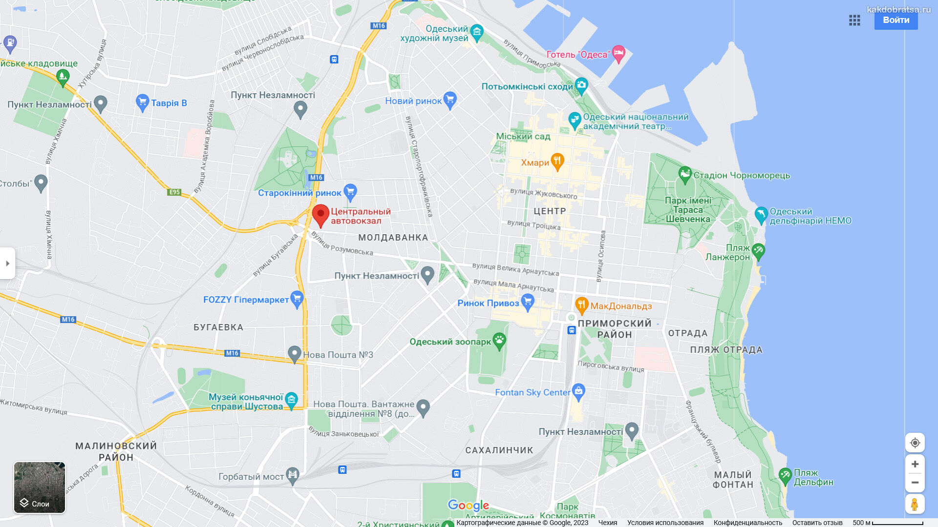 Одесса Центральный Автовокзал где находится точка на карте