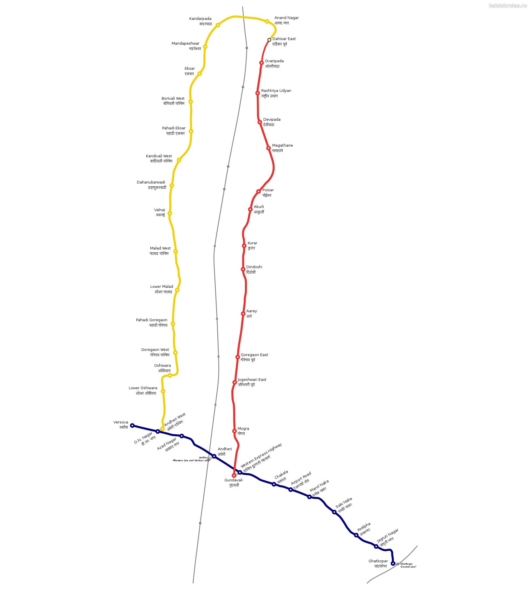 Карта схема метро Мумбаи