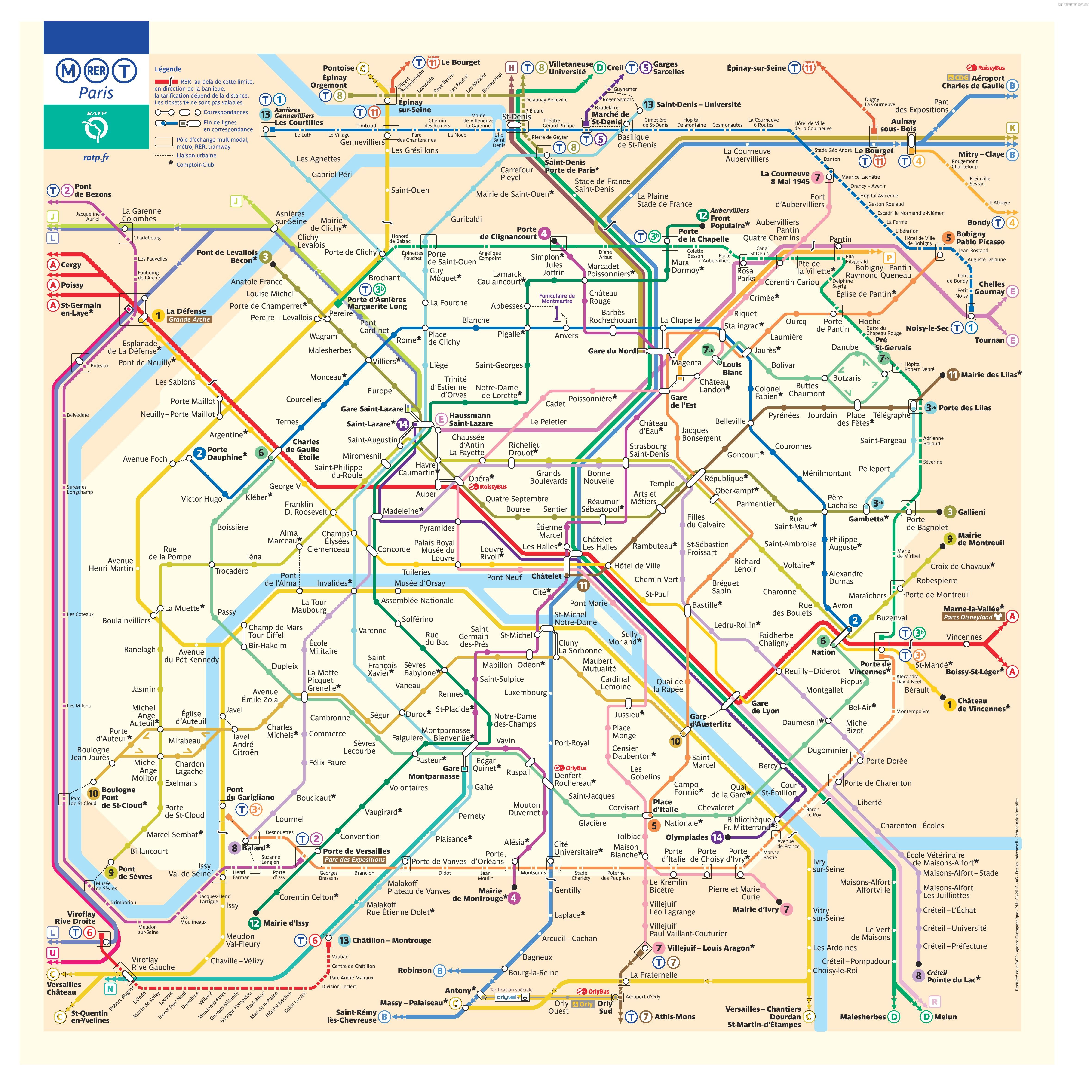 Карта схема метро Парижа