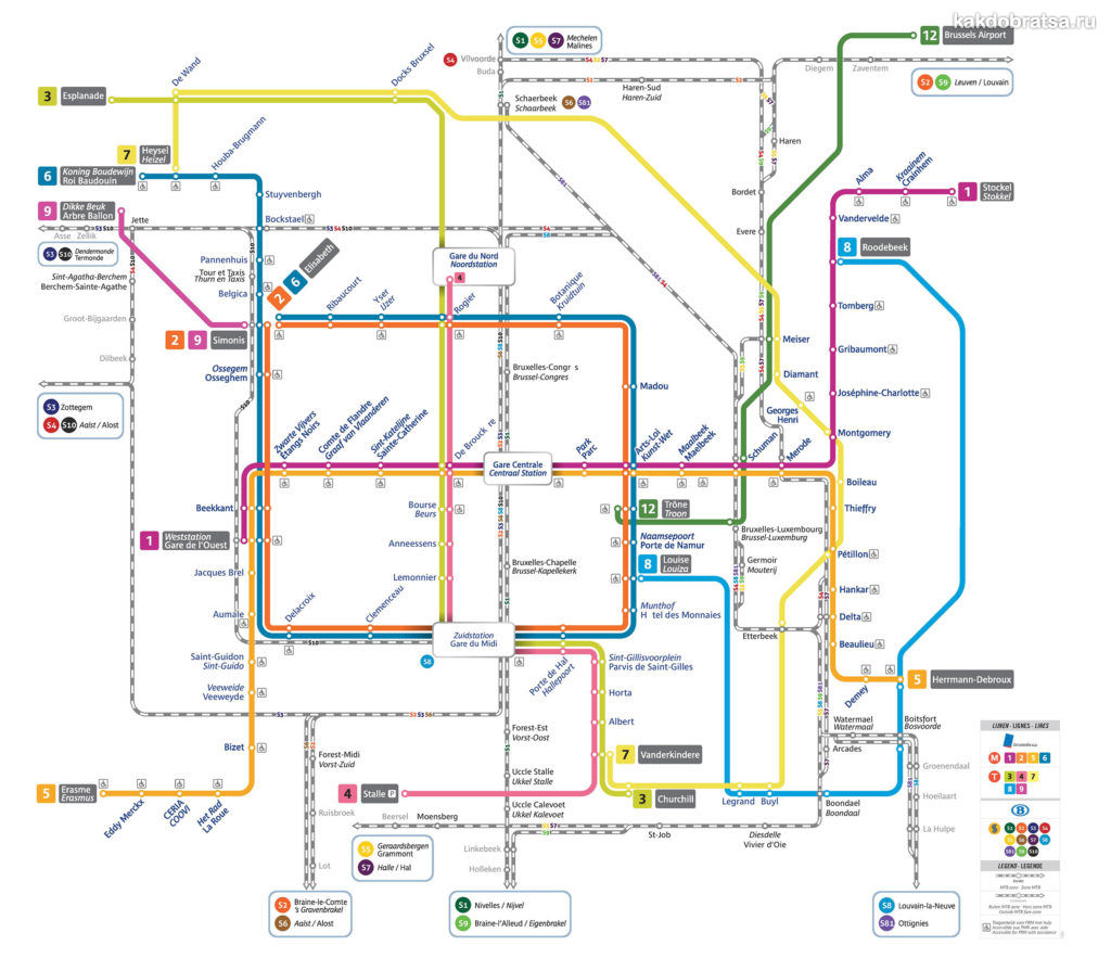 Карта метро брюсселя