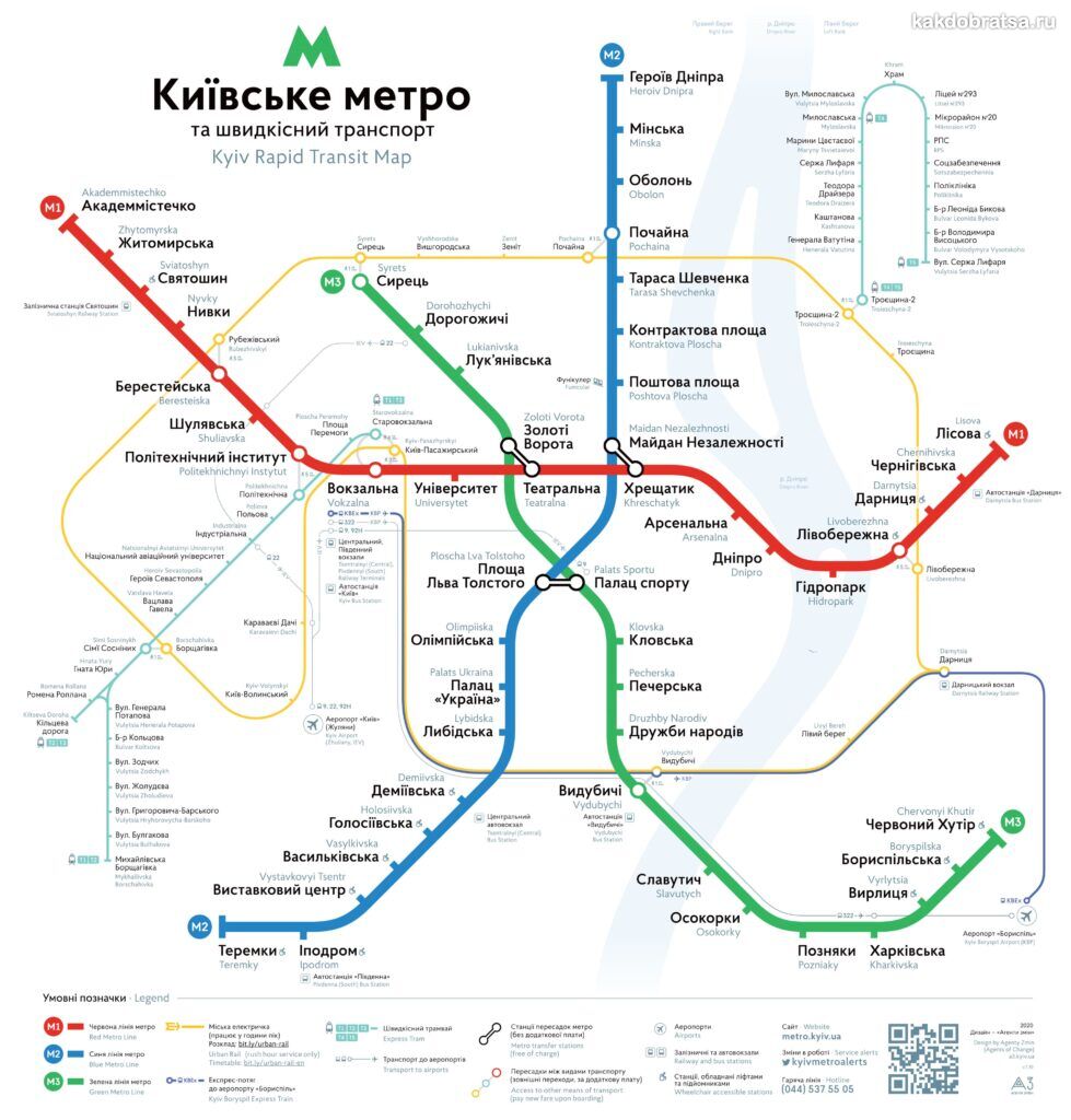 Киевская трубная схема метро