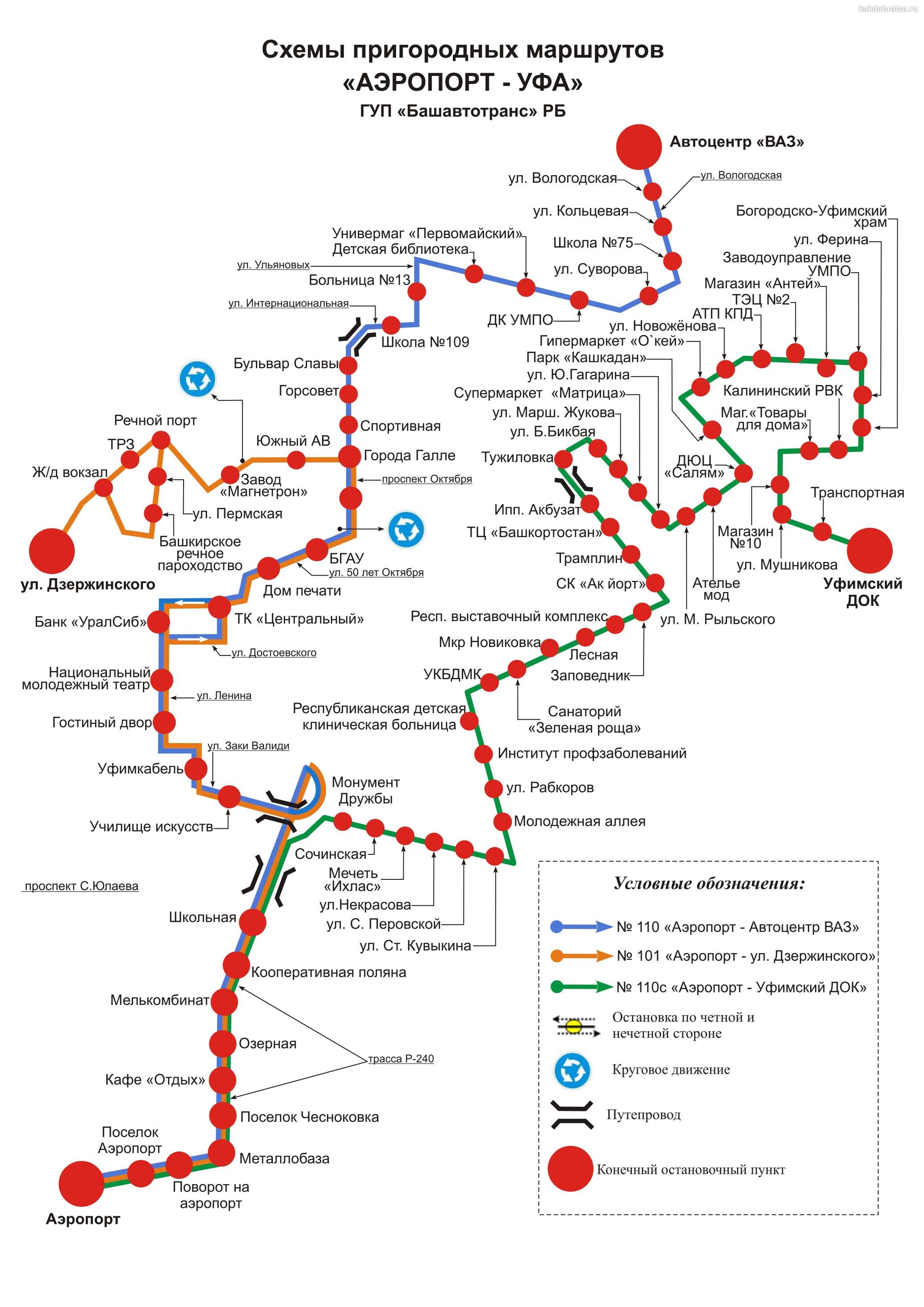 Схема пригородного транспорта Уфы